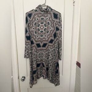 Anthropologie Maeve Mandala Turtleneck Dress